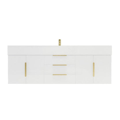 Elara 60&quot; High Gloss White Wall-Mounted Vanity With Single Reinforced White Acrylic Sink