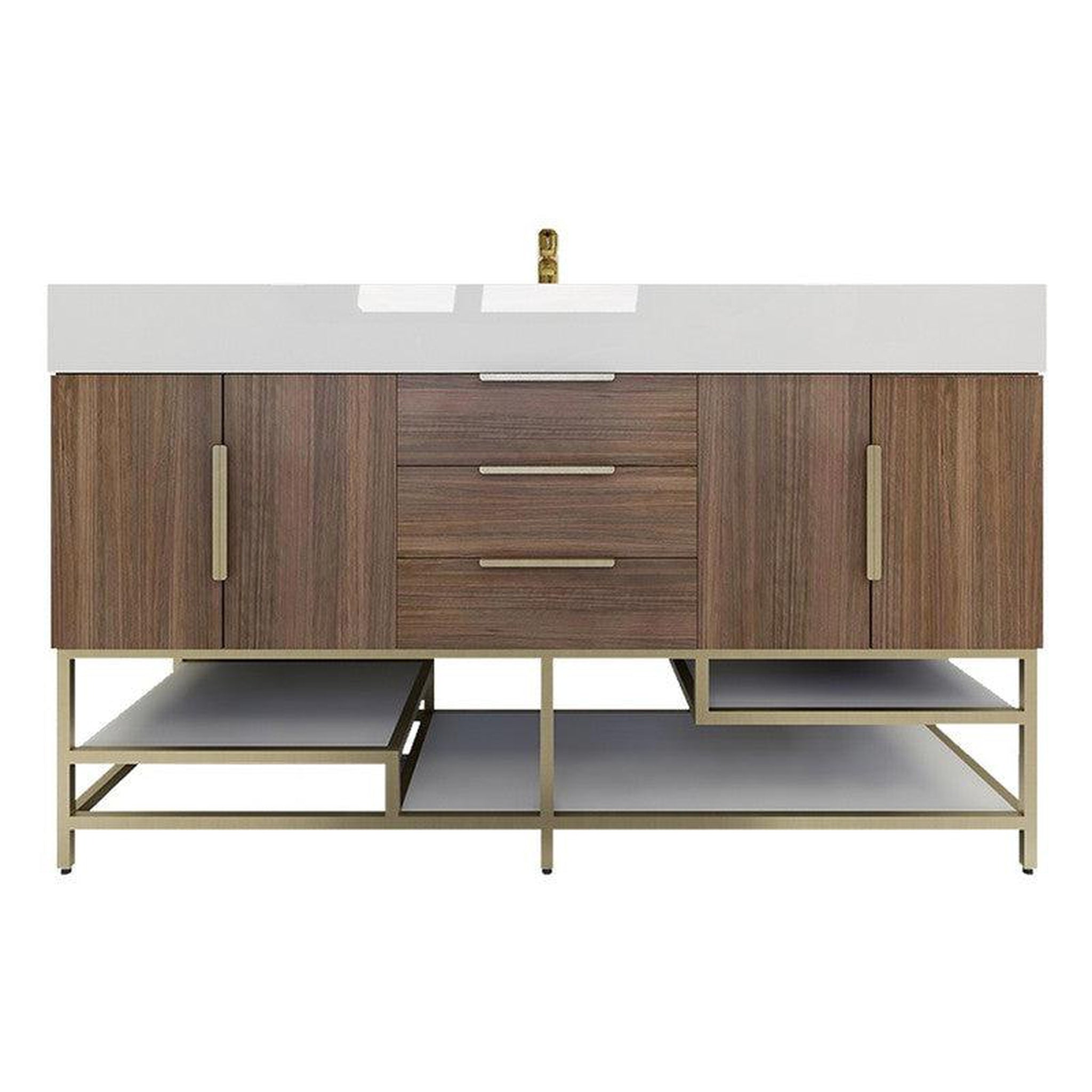 Elara 60&quot; Rosewood Freestanding Vanity With Single Reinforced White Acrylic Sink