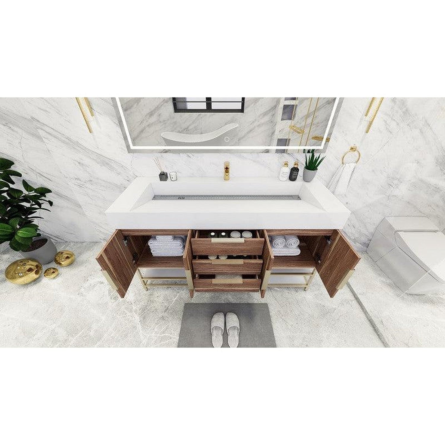 Elara 60&quot; White Oak Freestanding Vanity With Single Reinforced White Acrylic Sink