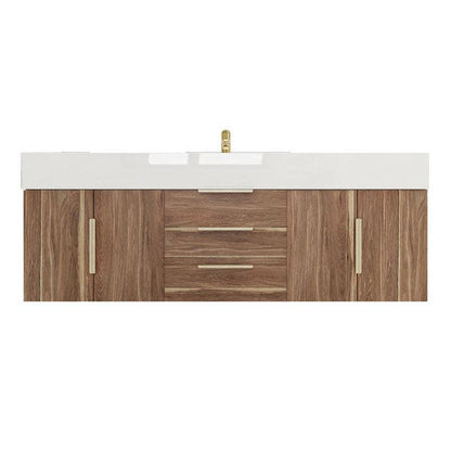 Elara 60&quot; White Oak Wall-Mounted Vanity With Single Reinforced White Acrylic Sink