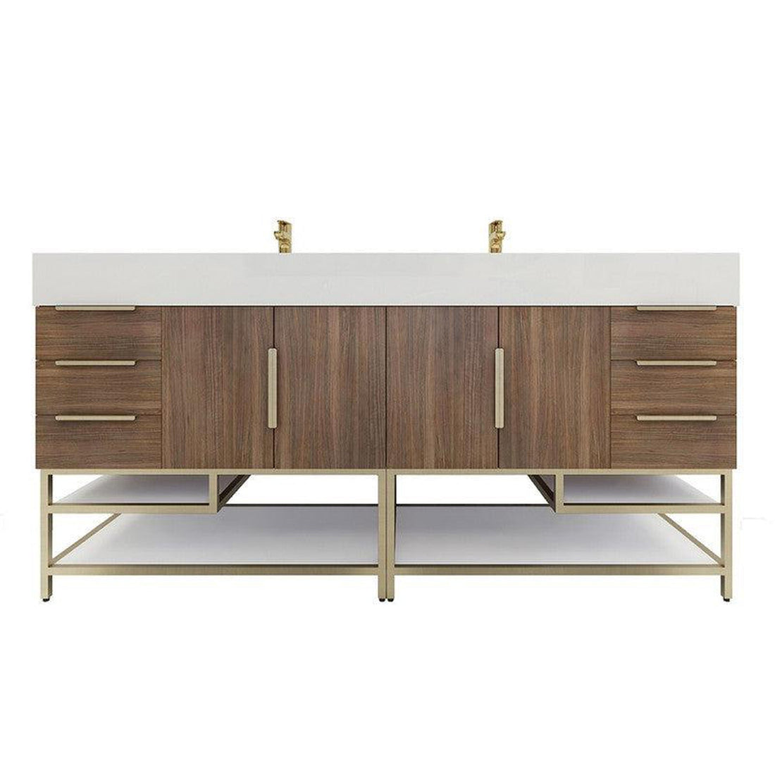 Elara 72&quot; Rosewood Freestanding Vanity With Double Reinforced White Acrylic Sinks