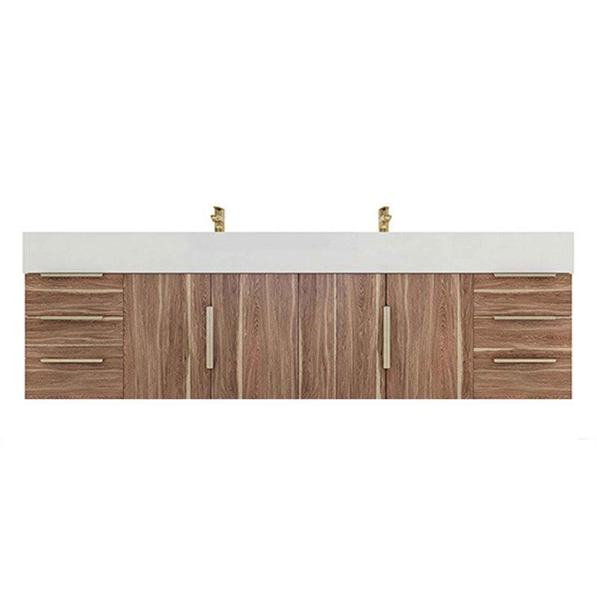 Elara 72&quot; White Oak Wall-Mounted Vanity With Double Reinforced White Acrylic Sinks