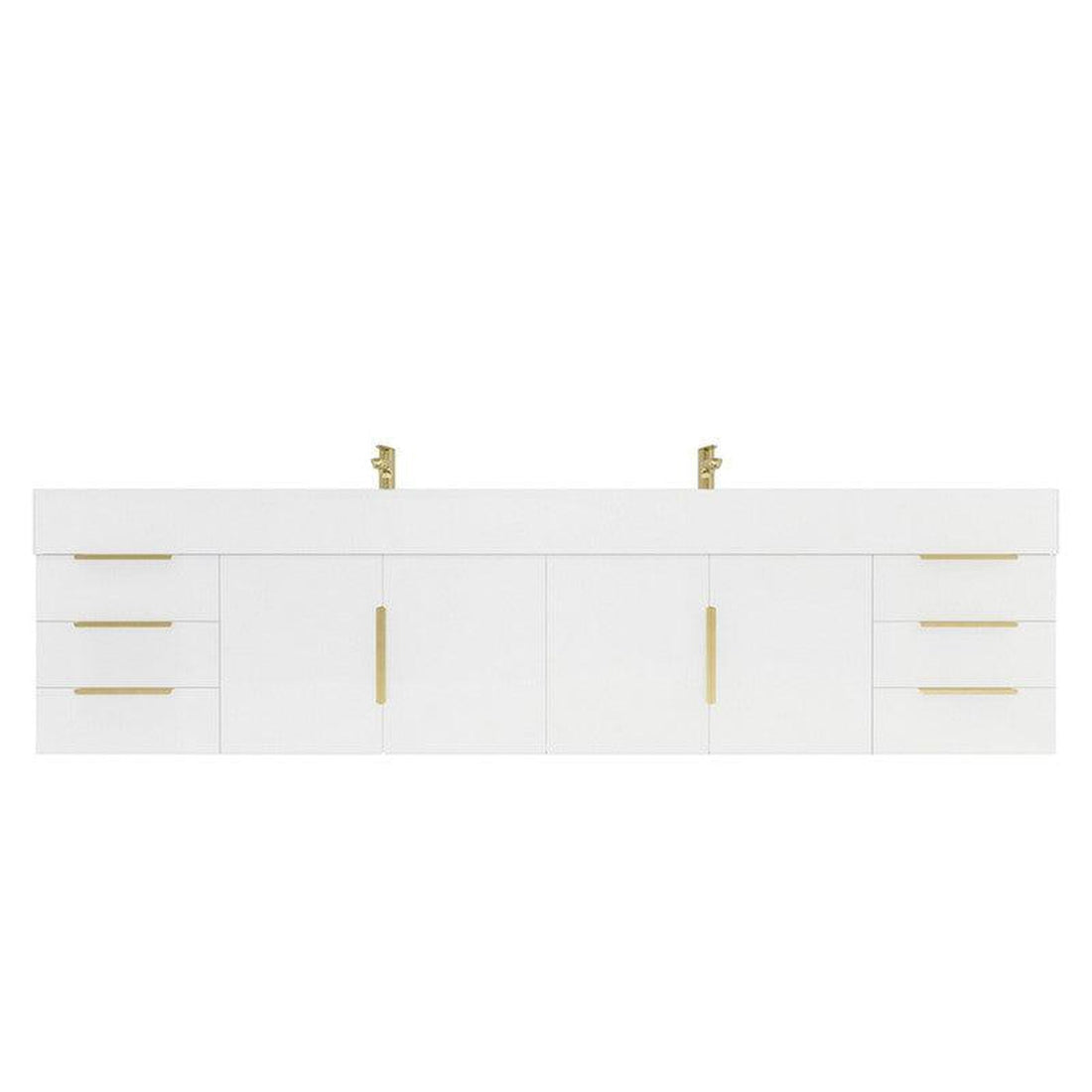 Elara 84&quot; High Gloss White Wall-Mounted Vanity With Double Reinforced White Acrylic Sinks