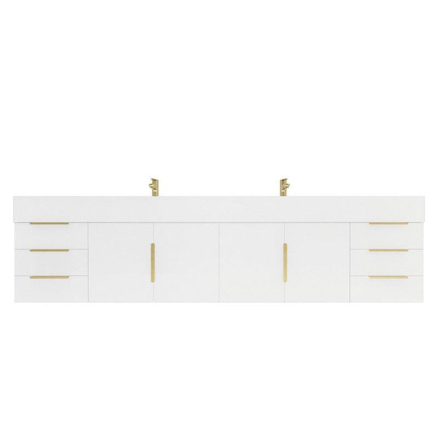 Elara 84&quot; High Gloss White Wall-Mounted Vanity With Double Reinforced White Acrylic Sinks