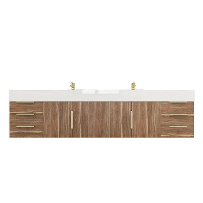 Elara 84&quot; White Oak Wall-Mounted Vanity With Double Reinforced White Acrylic Sinks