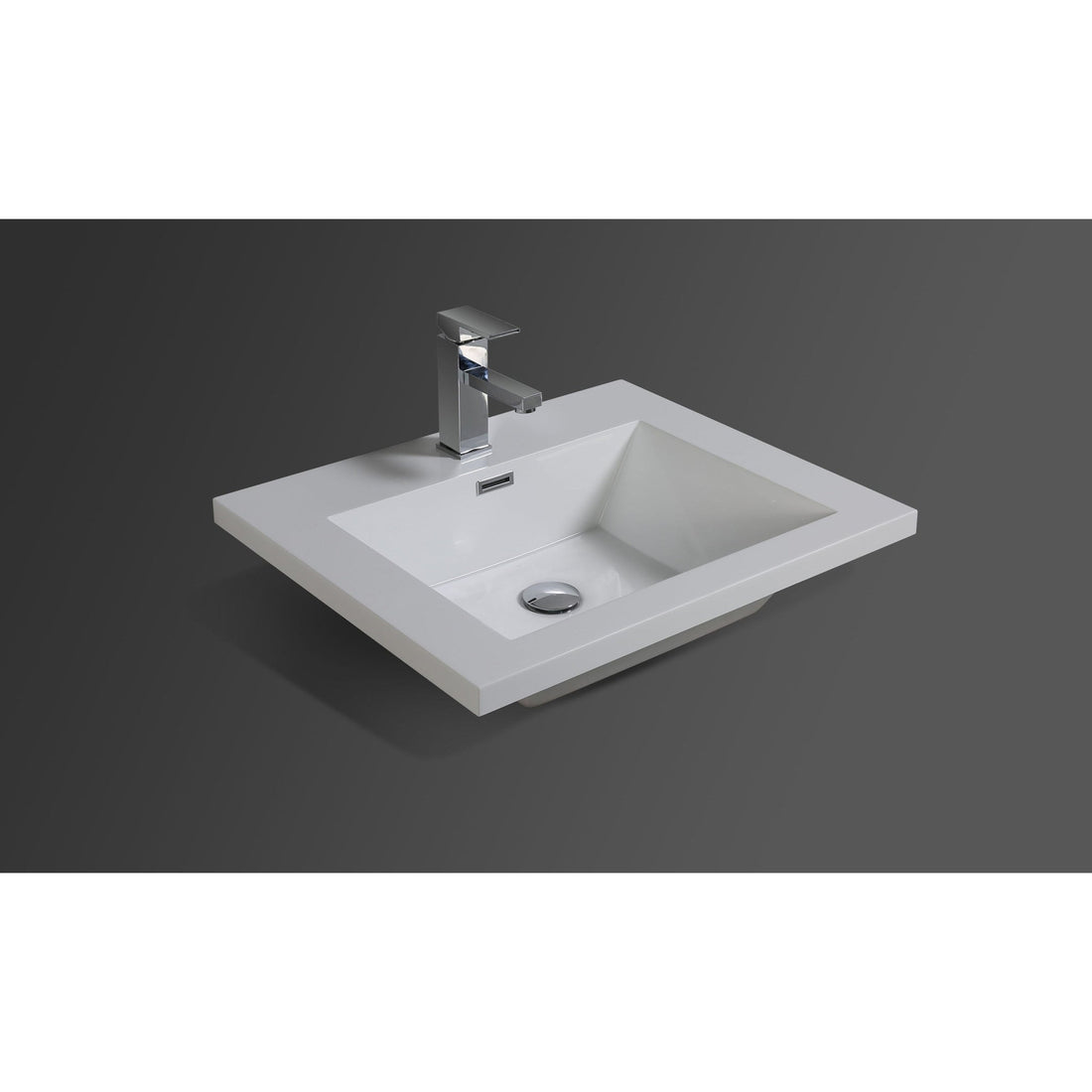 Boho Elegance 24&quot; Cement Gray Wall-Mounted Vanity With Single Reinforced White Acrylic Sink