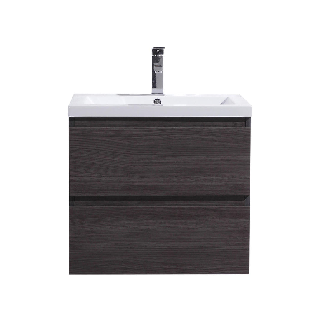 Boho Elegance 24&quot; Dark Gray Oak Wall-Mounted Vanity With Single Reinforced White Acrylic Sink