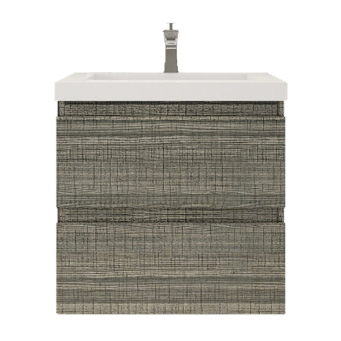 Boho Elegance 24&quot; High Gloss Ash Gray Wall-Mounted Vanity With Single Reinforced White Acrylic Sink