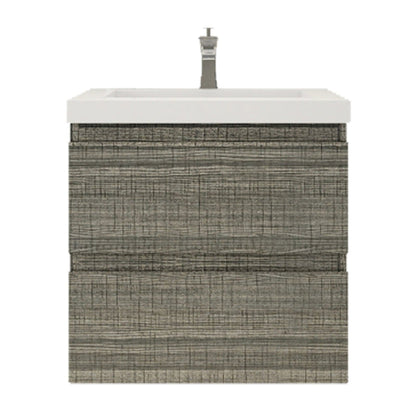 Boho Elegance 24&quot; High Gloss Ash Gray Wall-Mounted Vanity With Single Reinforced White Acrylic Sink