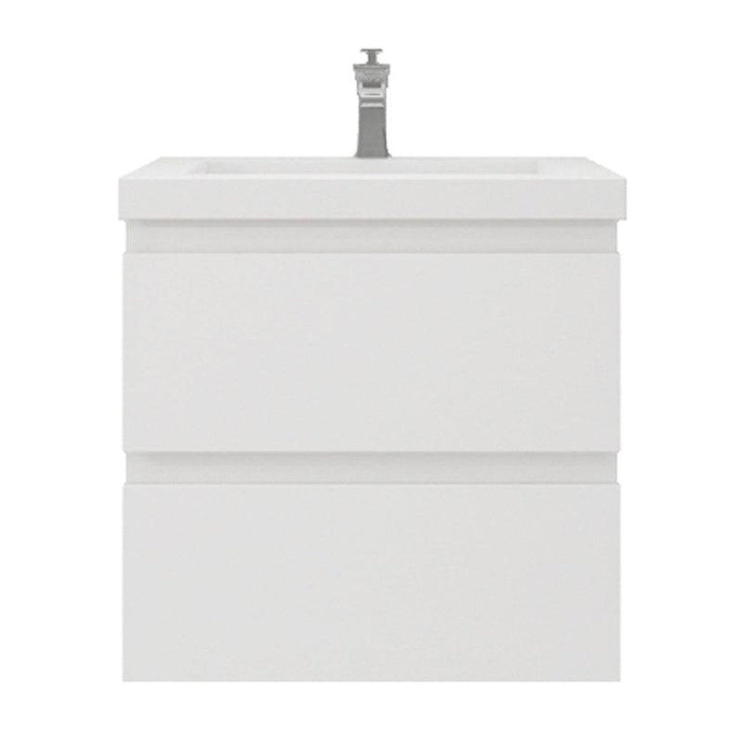 Boho Elegance 24&quot; High Gloss White Wall-Mounted Vanity With Single Reinforced White Acrylic Sink