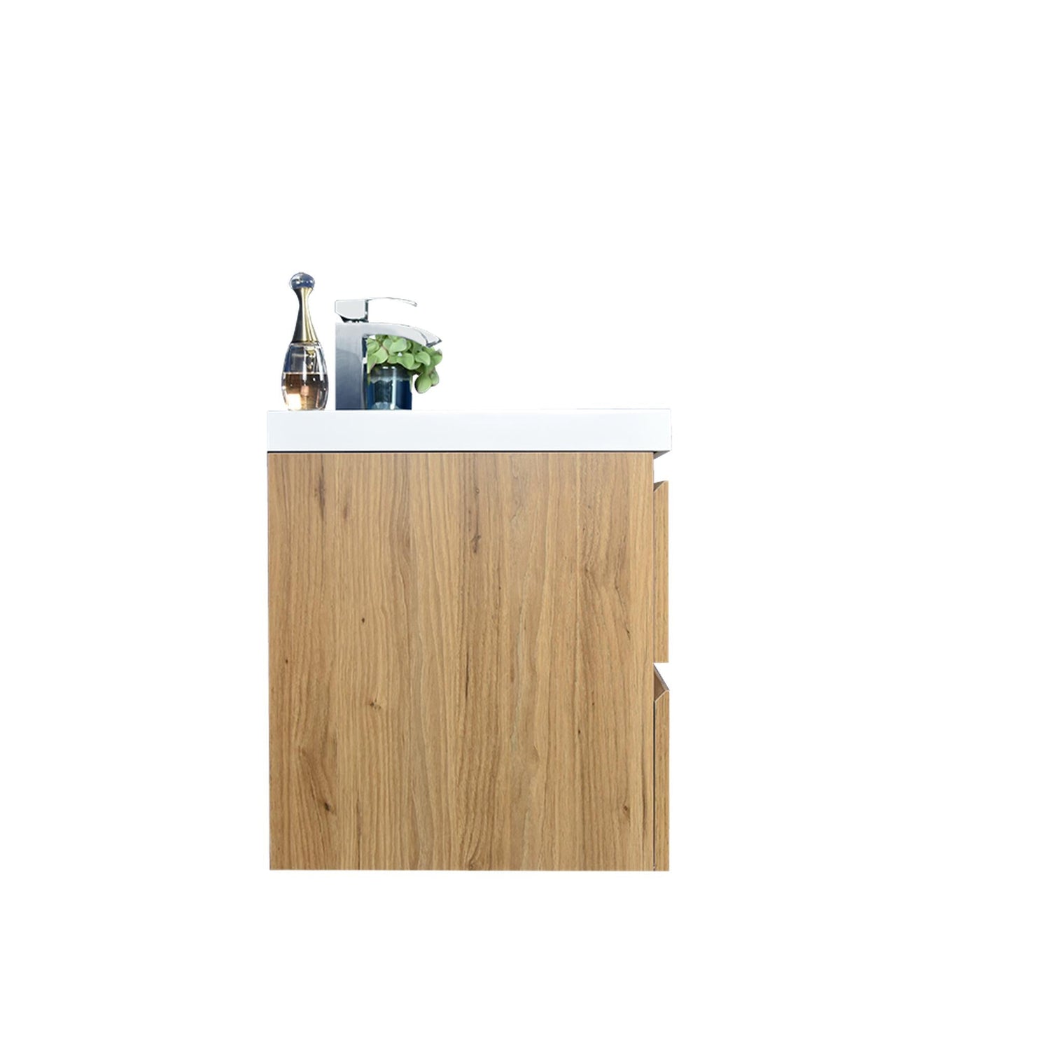 Boho Elegance 24&quot; Nature Oak Wall-Mounted Vanity With Single Reinforced White Acrylic Sink