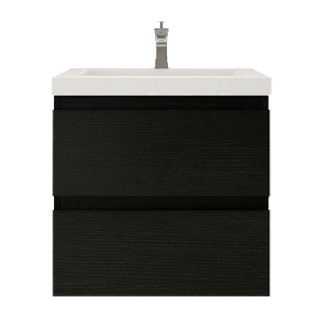 Boho Elegance 24&quot; Rich Black Wall-Mounted Vanity With Single Reinforced White Acrylic Sink