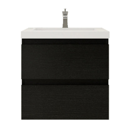 Boho Elegance 24&quot; Rich Black Wall-Mounted Vanity With Single Reinforced White Acrylic Sink