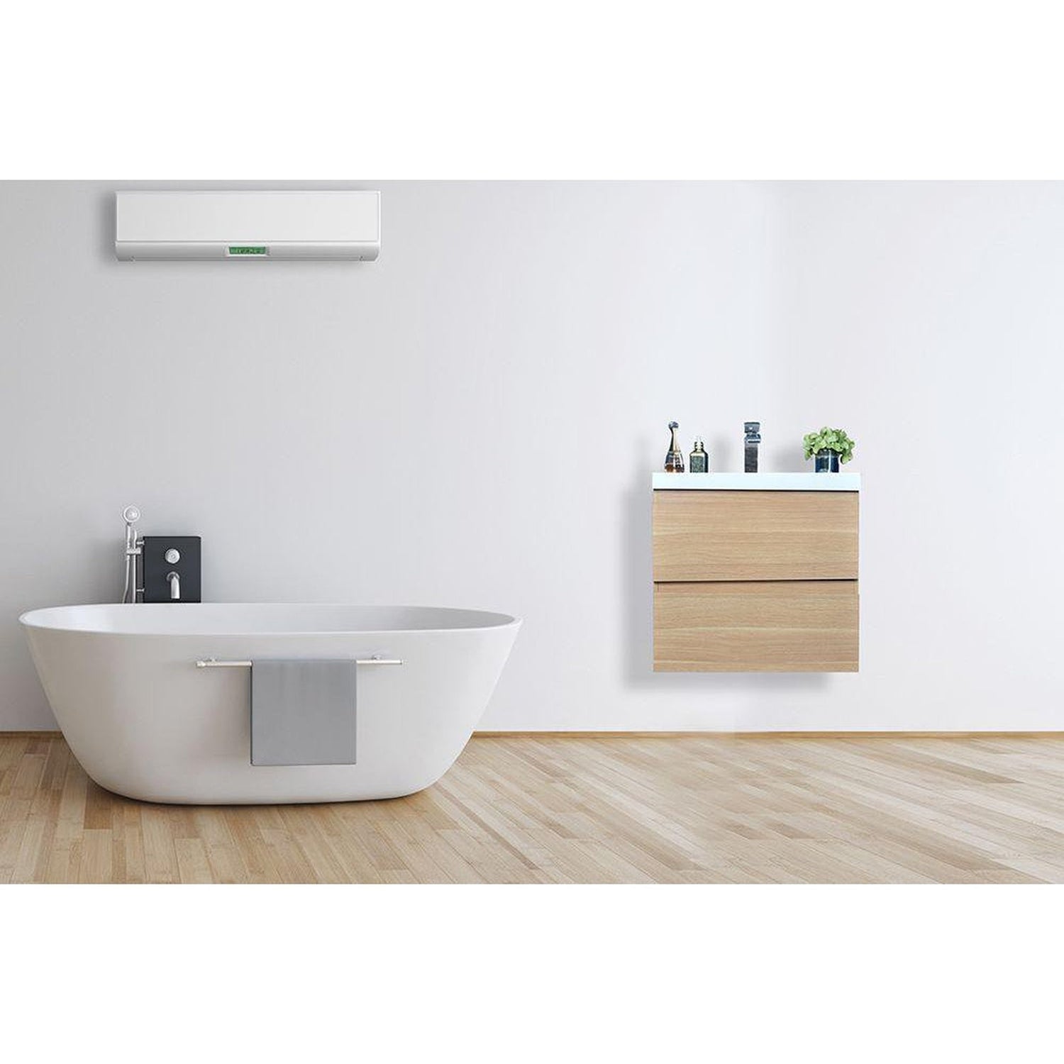 Boho Elegance 24&quot; White Oak Wall-Mounted Vanity With Single Reinforced White Acrylic Sink