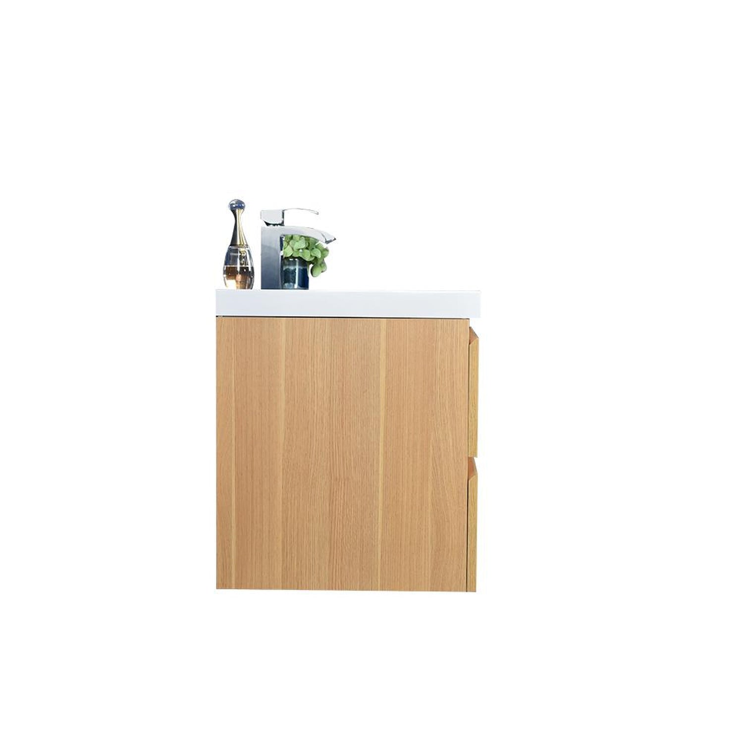 Boho Elegance 24&quot; White Oak Wall-Mounted Vanity With Single Reinforced White Acrylic Sink