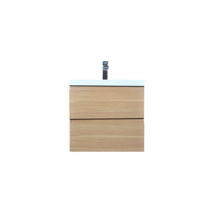 Boho Elegance 24&quot; White Oak Wall-Mounted Vanity With Single Reinforced White Acrylic Sink