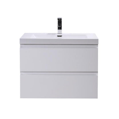 Boho Elegance 30&quot; High Gloss White Wall-Mounted Vanity With Single Reinforced White Acrylic Sink