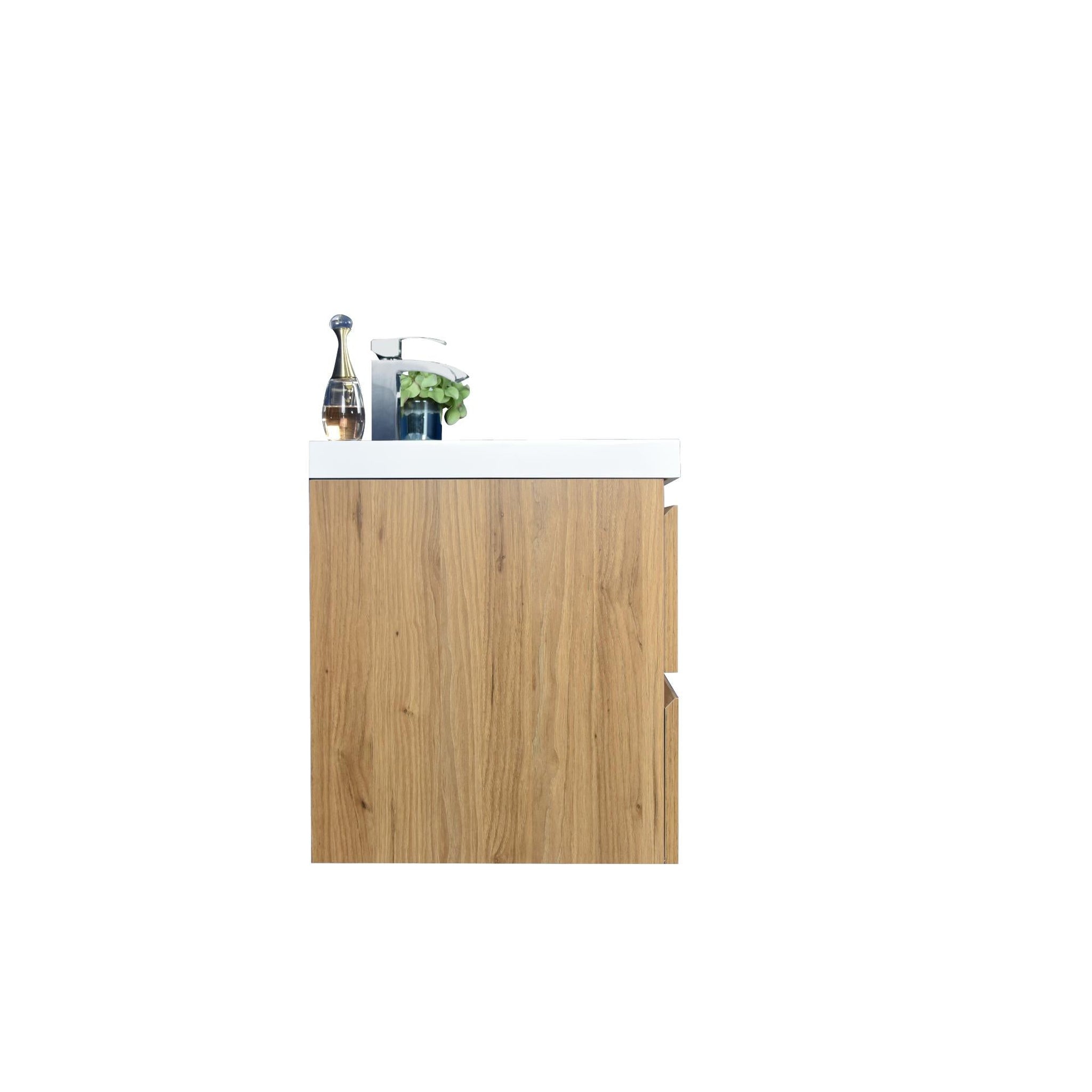 Boho Elegance 30&quot; Nature Oak Wall-Mounted Vanity With Single Reinforced White Acrylic Sink