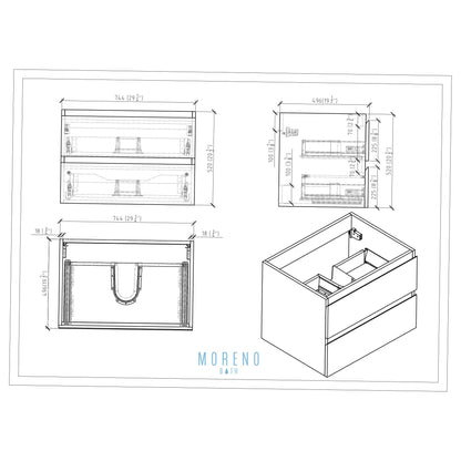 Boho Elegance 30&quot; White Oak Wall-Mounted Vanity With Single Reinforced White Acrylic Sink