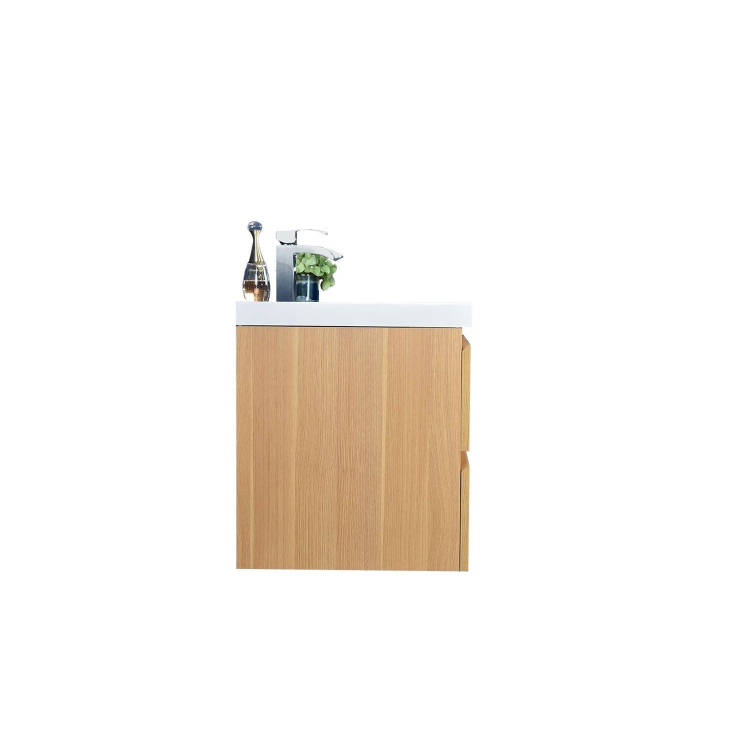 Boho Elegance 30&quot; White Oak Wall-Mounted Vanity With Single Reinforced White Acrylic Sink