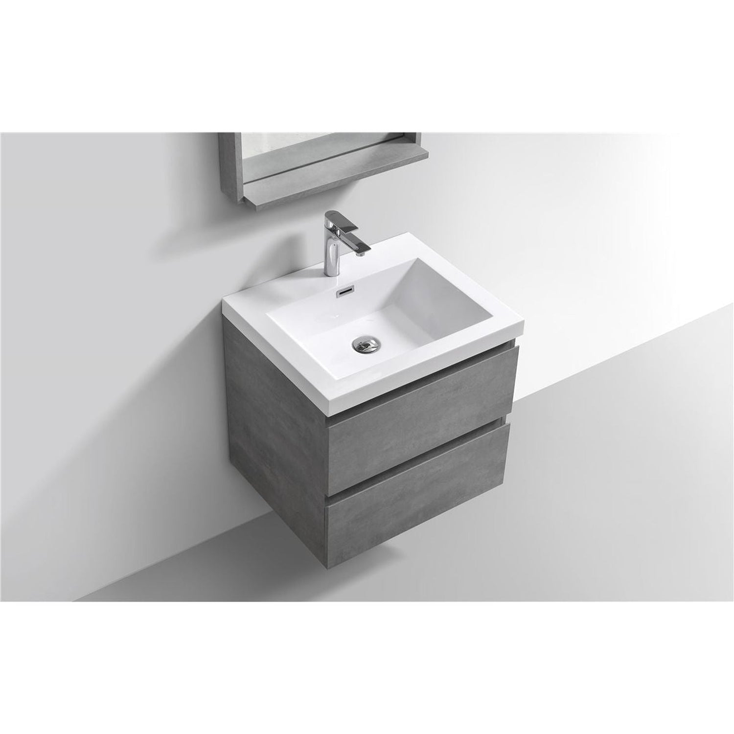 Boho Elegance 36&quot; Cement Gray Wall-Mounted Vanity With Single Reinforced White Acrylic Sink