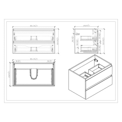 Boho Elegance 36&quot; Cement Gray Wall-Mounted Vanity With Single Reinforced White Acrylic Sink