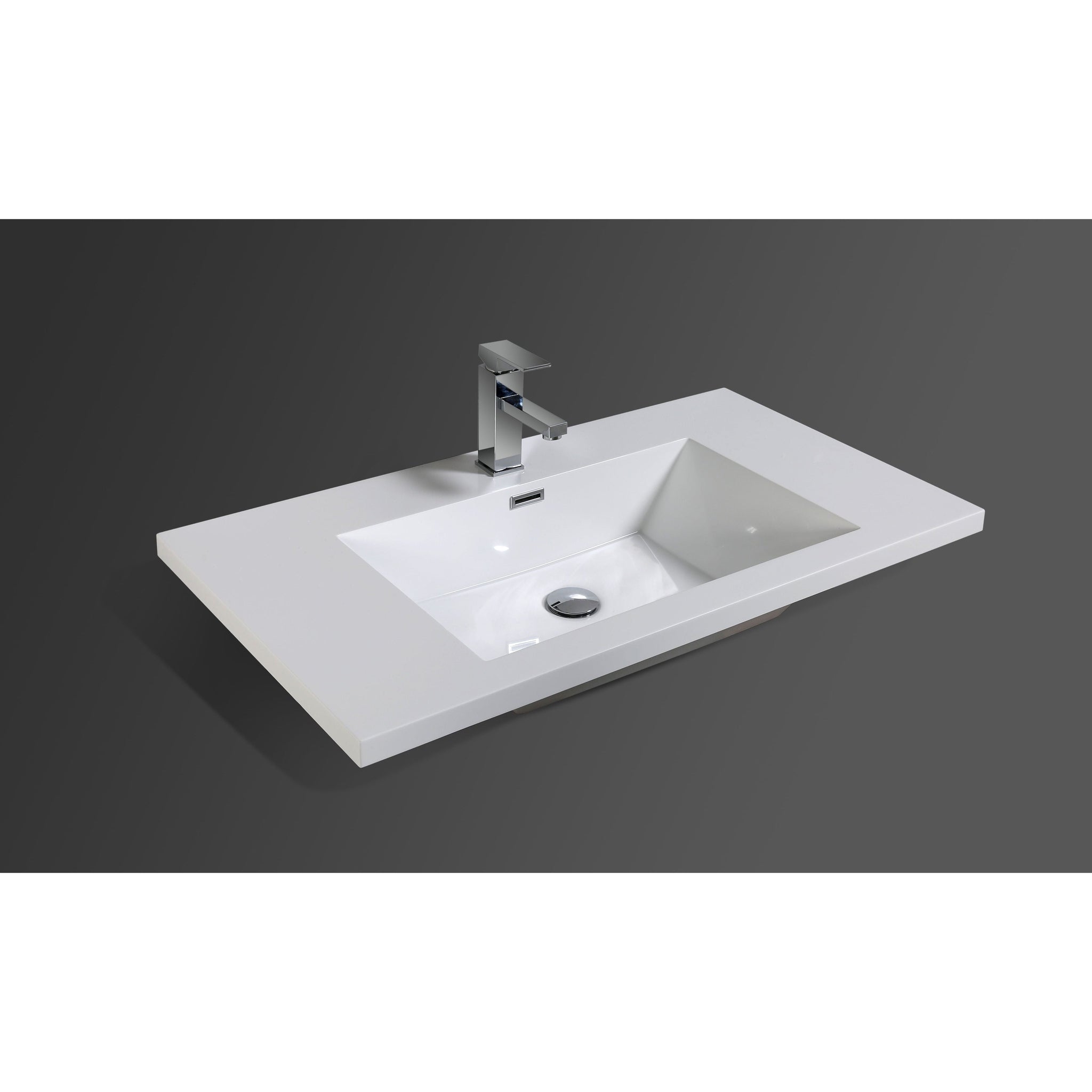 Boho Elegance 36&quot; High Gloss Gray Wall-Mounted Vanity With Single Reinforced White Acrylic Sink