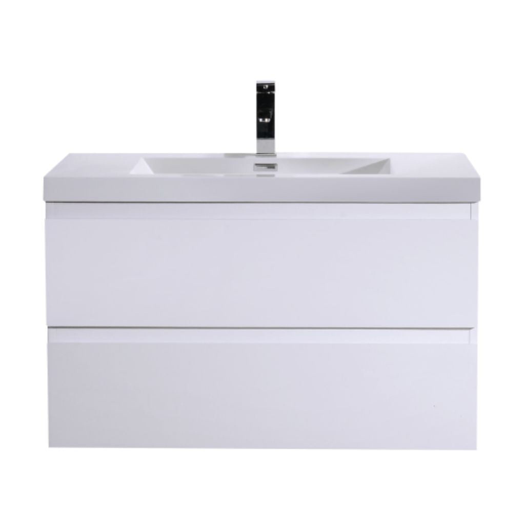 Boho Elegance 36&quot; High Gloss White Wall-Mounted Vanity With Single Reinforced White Acrylic Sink