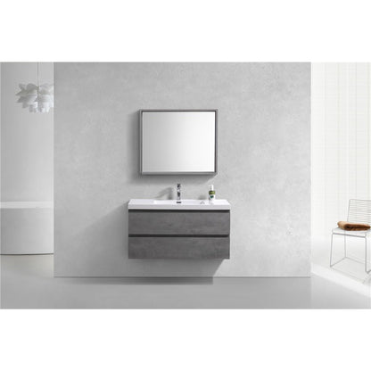 Boho Elegance 42&quot; Cement Gray Wall-Mounted Vanity With Single Reinforced White Acrylic Sink