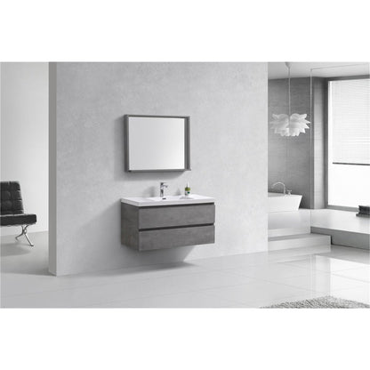 Boho Elegance 42&quot; Cement Gray Wall-Mounted Vanity With Single Reinforced White Acrylic Sink