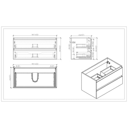 Boho Elegance 42&quot; Cement Gray Wall-Mounted Vanity With Single Reinforced White Acrylic Sink