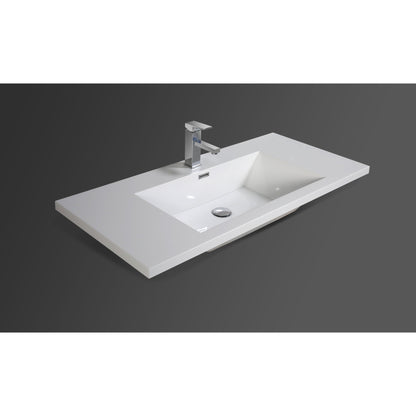 Boho Elegance 42&quot; High Gloss Gray Wall-Mounted Vanity With Single Reinforced White Acrylic Sink