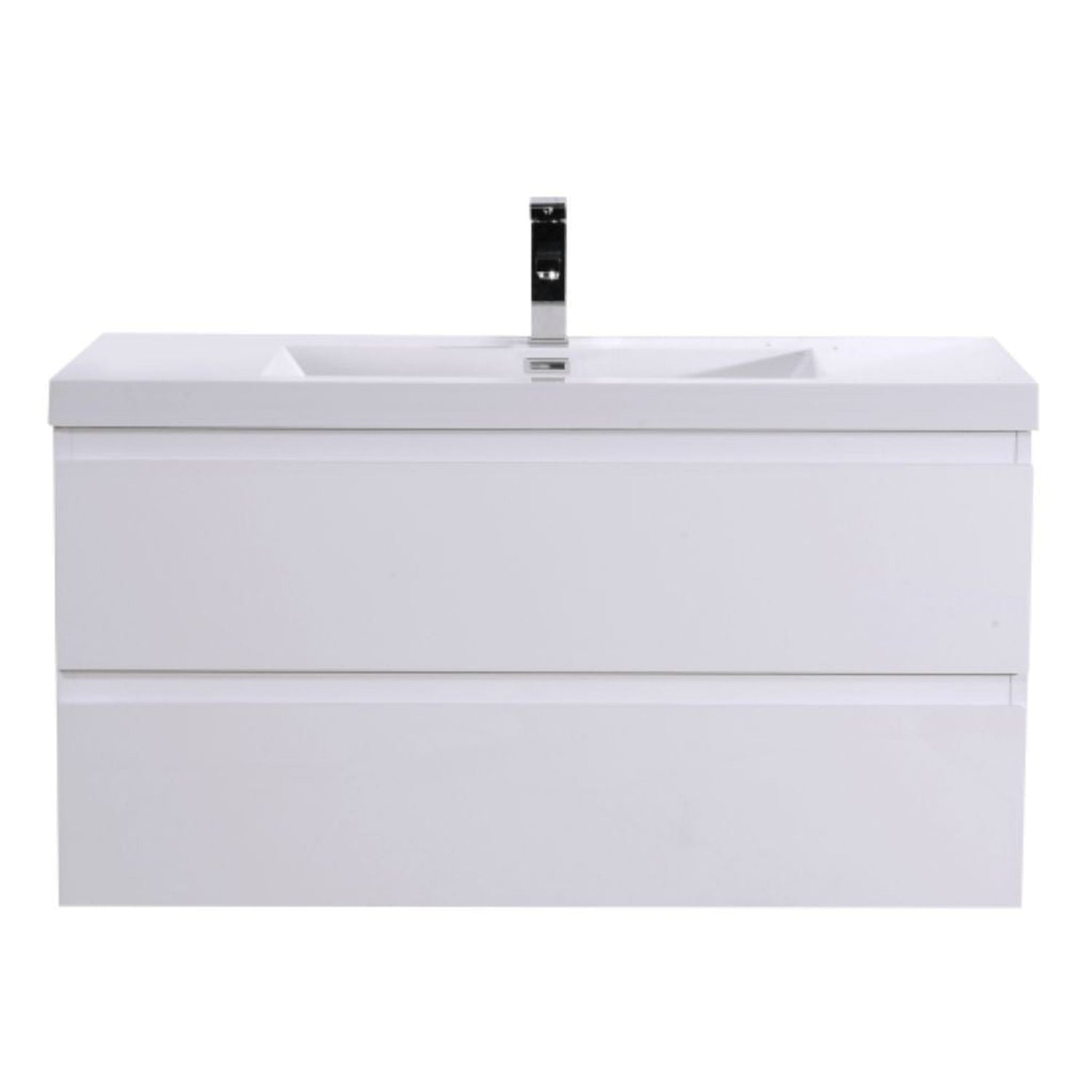 Boho Elegance 42&quot; High Gloss White Wall-Mounted Vanity With Single Reinforced White Acrylic Sink