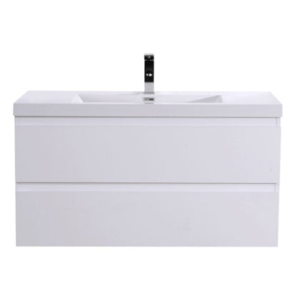 Boho Elegance 42&quot; High Gloss White Wall-Mounted Vanity With Single Reinforced White Acrylic Sink