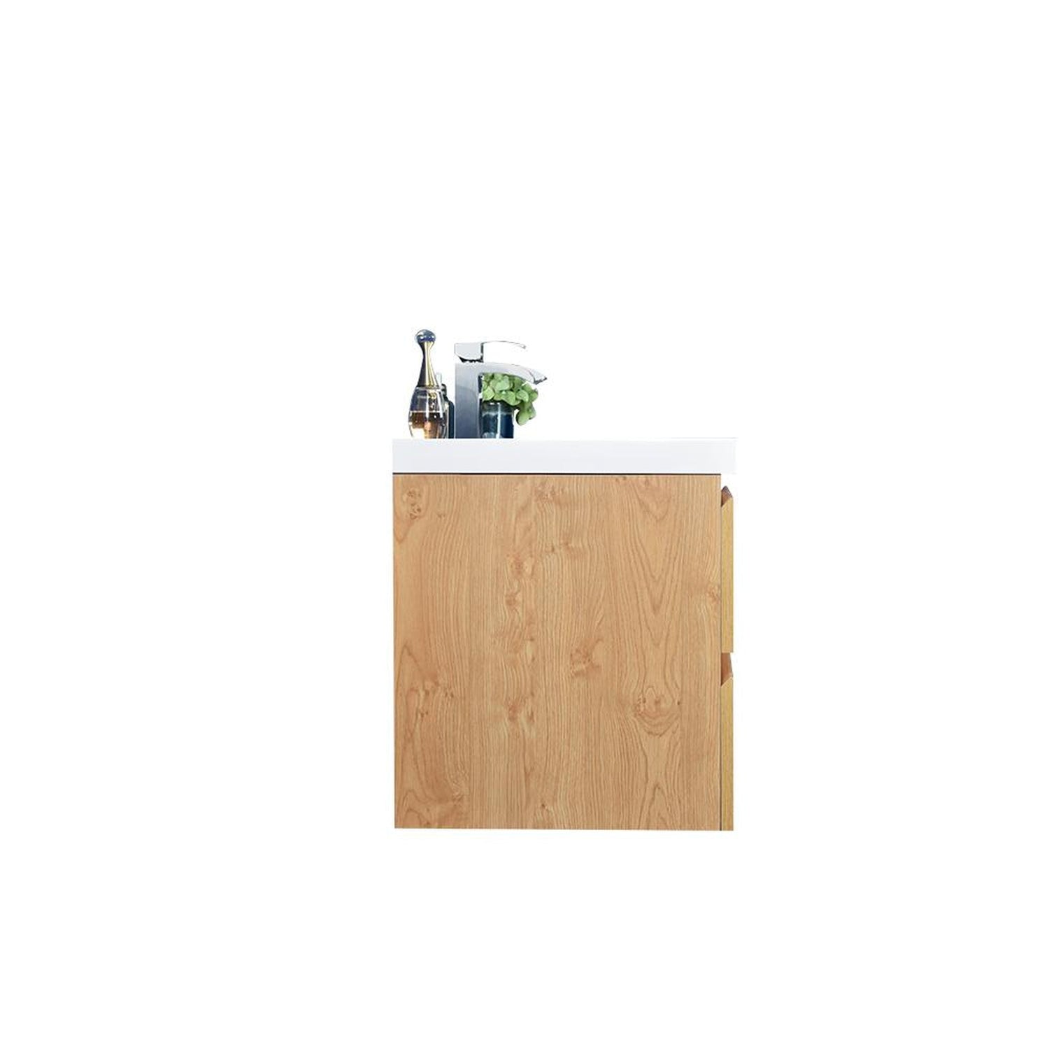 Boho Elegance 42&quot; New England Oak Wall-Mounted Vanity With Single Reinforced White Acrylic Sink