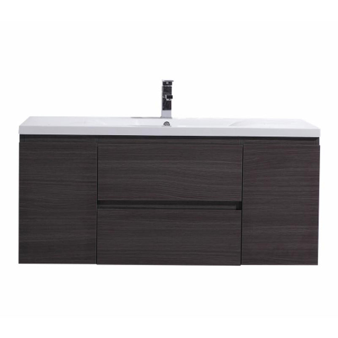 Boho Elegance 48&quot; Dark Gray Oak Wall-Mounted Vanity With Single Reinforced White Acrylic Sink