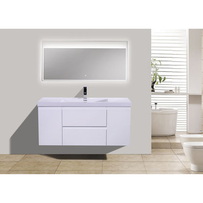 Boho Elegance 48&quot; High Gloss White Wall-Mounted Vanity With Single Reinforced White Acrylic Sink