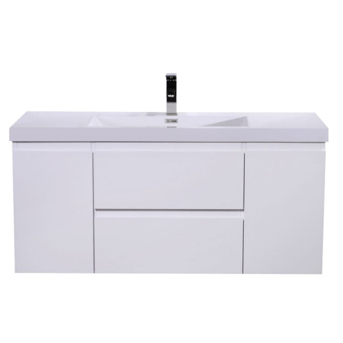 Boho Elegance 48&quot; High Gloss White Wall-Mounted Vanity With Single Reinforced White Acrylic Sink