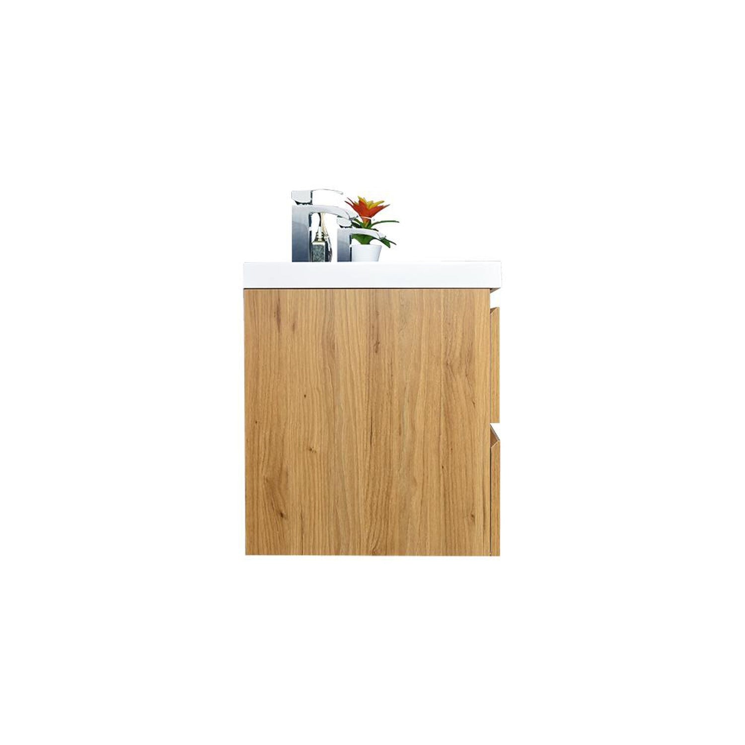 Boho Elegance 48&quot; Nature Oak Wall-Mounted Vanity With Double Reinforced White Acrylic Sinks