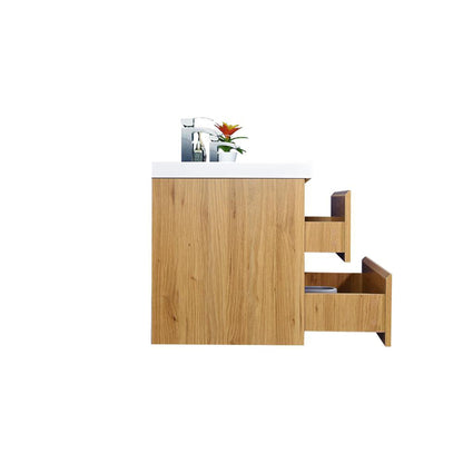 Boho Elegance 48&quot; Nature Oak Wall-Mounted Vanity With Double Reinforced White Acrylic Sinks