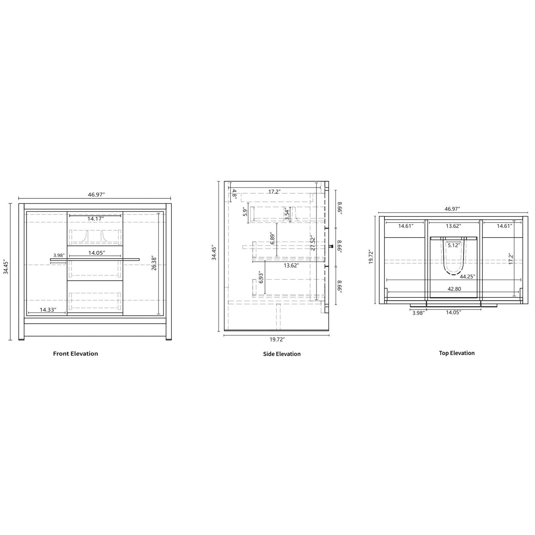 Boho Elegance 48&quot; New England Oak Wall-Mounted Vanity With Single Reinforced White Acrylic Sink