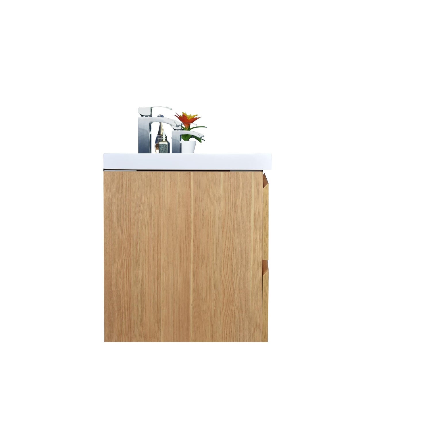 Boho Elegance 48&quot; White Oak Wall-Mounted Vanity With Double Reinforced White Acrylic Sinks