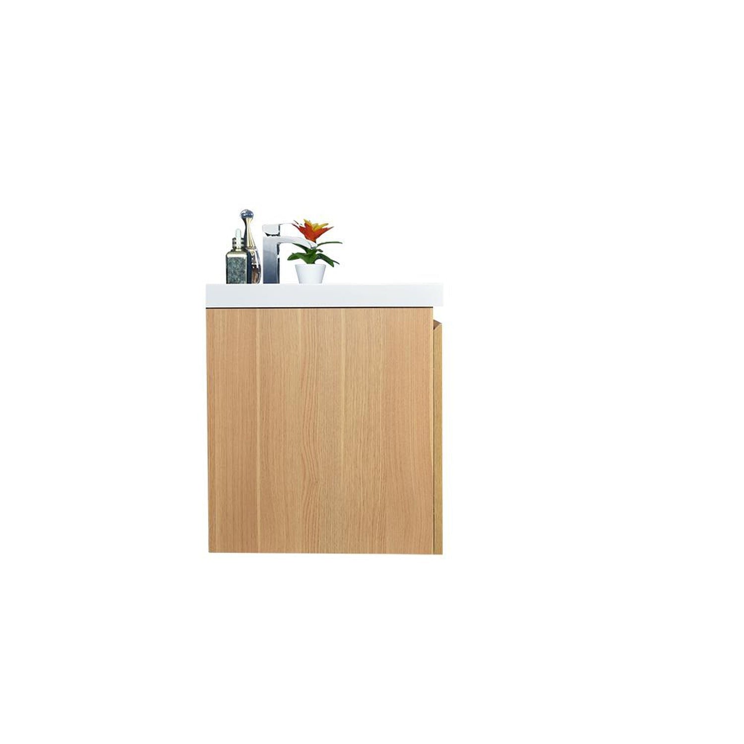 Boho Elegance 48&quot; White Oak Wall-Mounted Vanity With Single Reinforced White Acrylic Sink