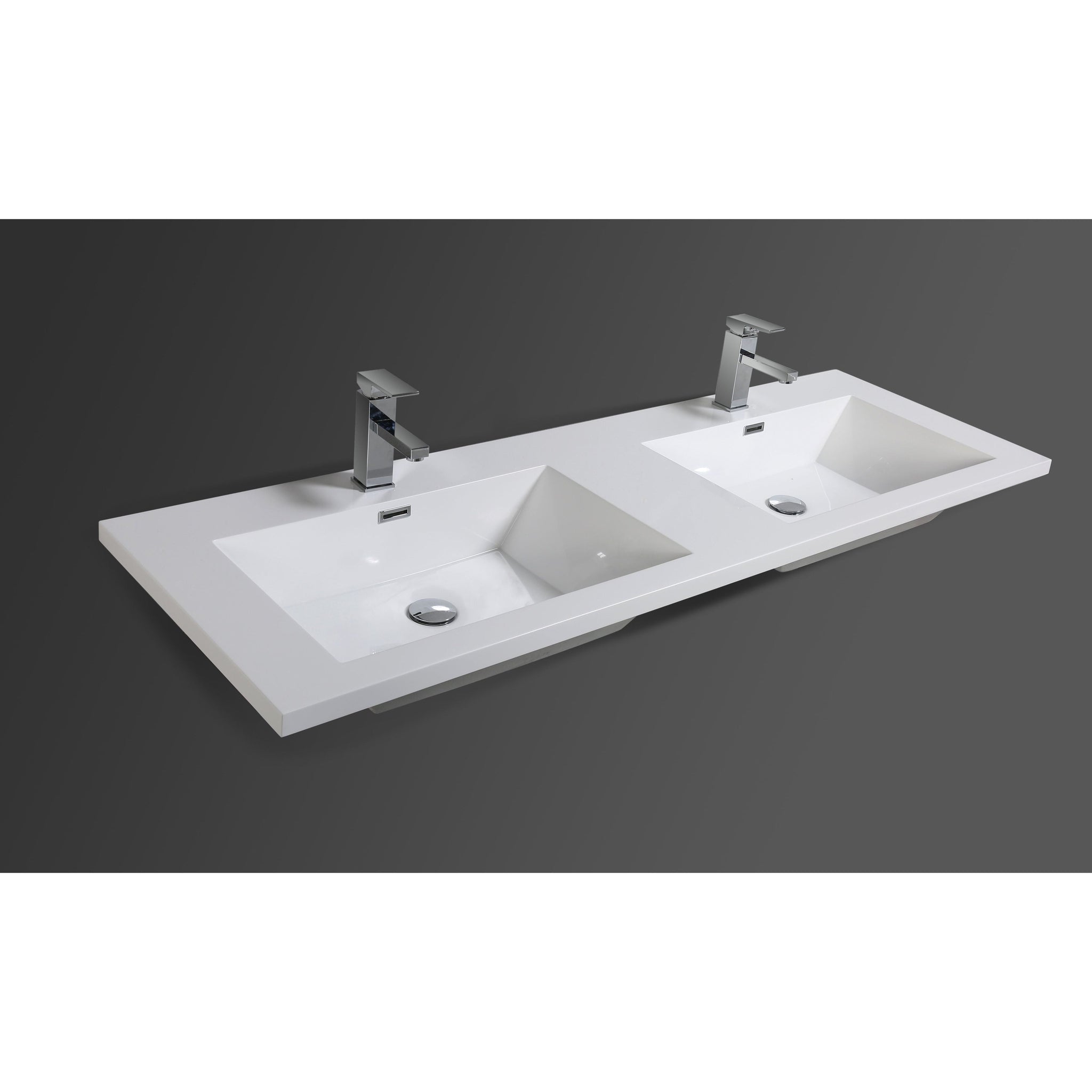 Boho Elegance 60&quot; Cement Gray Wall-Mounted Vanity With Double Reinforced White Acrylic Sinks