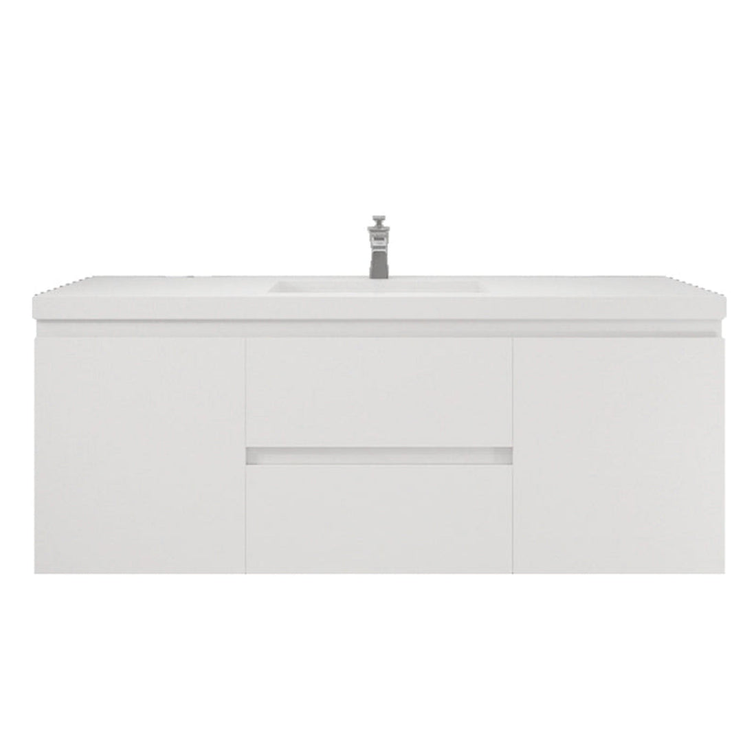 Boho Elegance 60&quot; High Gloss White Wall-Mounted Vanity With Single Reinforced White Acrylic Sink