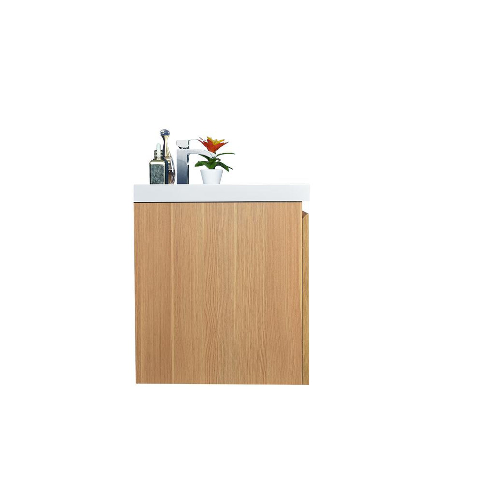 Boho Elegance 60&quot; White Oak Wall-Mounted Vanity With Single Reinforced White Acrylic Sink