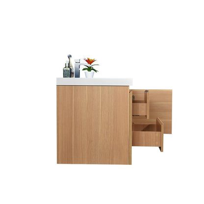 Boho Elegance 60&quot; White Oak Wall-Mounted Vanity With Single Reinforced White Acrylic Sink