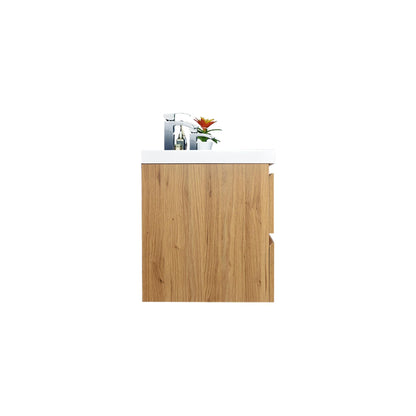 Boho Elegance 72&quot; Nature Oak Wall-Mounted Vanity With Double Reinforced White Acrylic Sinks