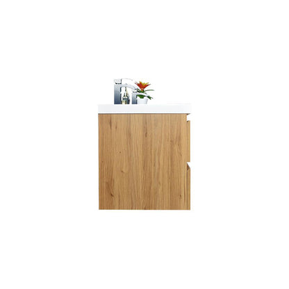 Boho Elegance 84&quot; Nature Oak Wall-Mounted Vanity With Double Reinforced White Acrylic Sinks