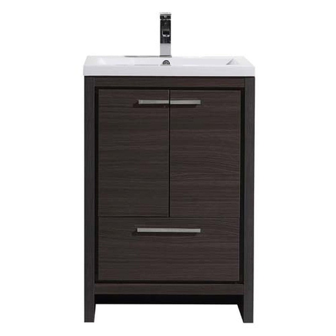 Amara 24&quot; Dark Gray Oak Freestanding Vanity With Single Reinforced White Acrylic Sink